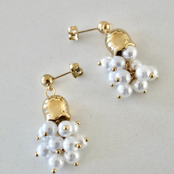 Pearl cluster drop earrings