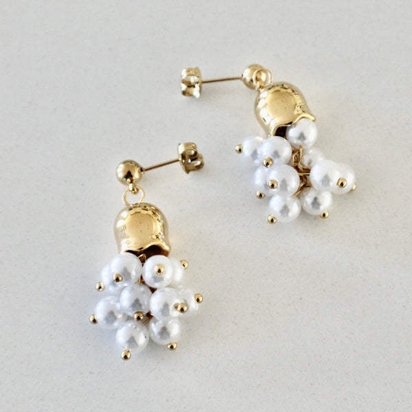Pearl cluster drop earrings