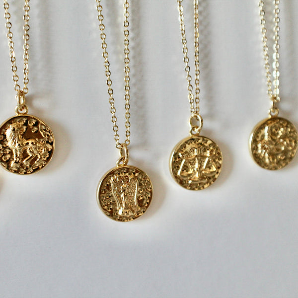 Zodiac gold coin necklace