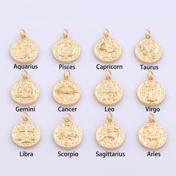 Zodiac gold coin necklace