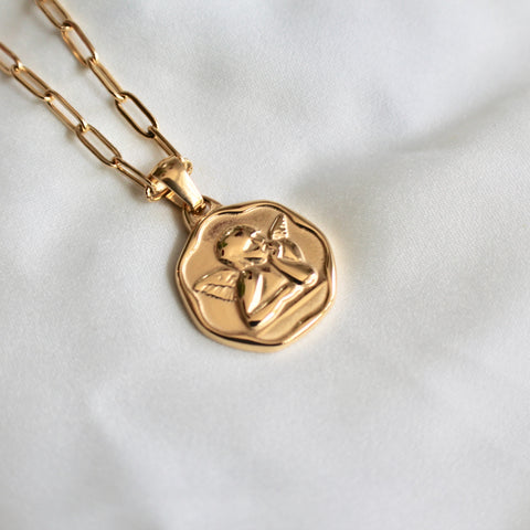 Angel coin necklace