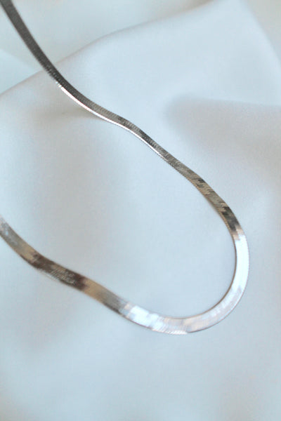 Herringbone sterling silver choker necklace
