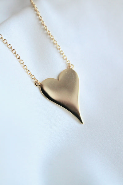 Large size heart sterling silver necklace - Lily Lough Jewelry