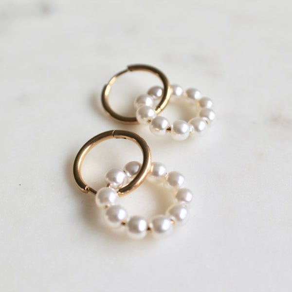 Ashley pearl hoop earrings