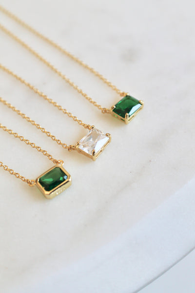 Emerald cut stone necklace