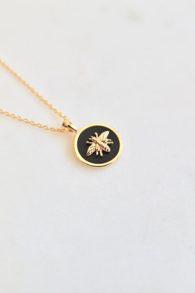 Bumble bee black necklace