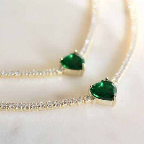 Emerald heart choker necklace
