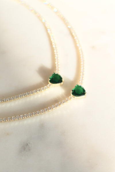 Emerald heart choker necklace