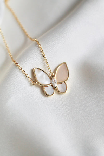 Mother of pearl butterfly necklace
