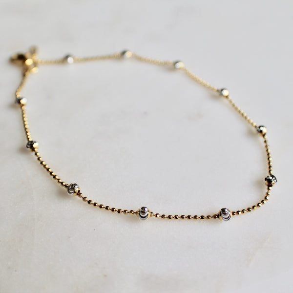 Two tone beads ankle bracelet