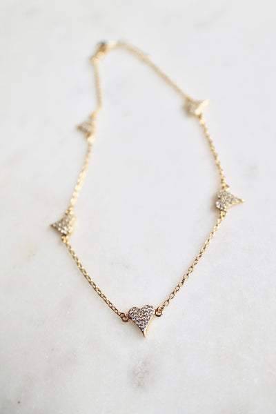 Heart charms ankle bracelet