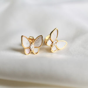 Mother of pearl butterfly stud earrings