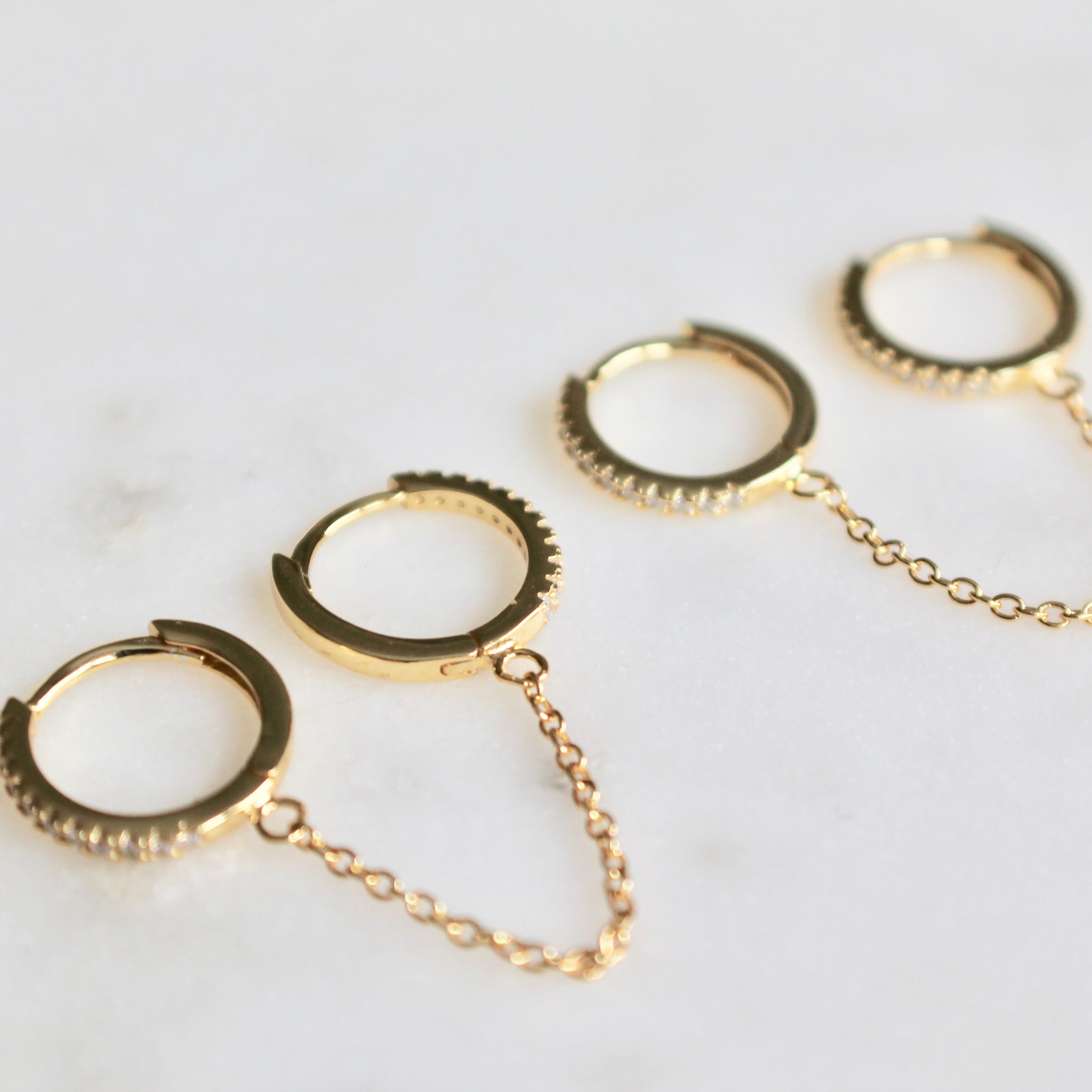 Double hoop chained earrings