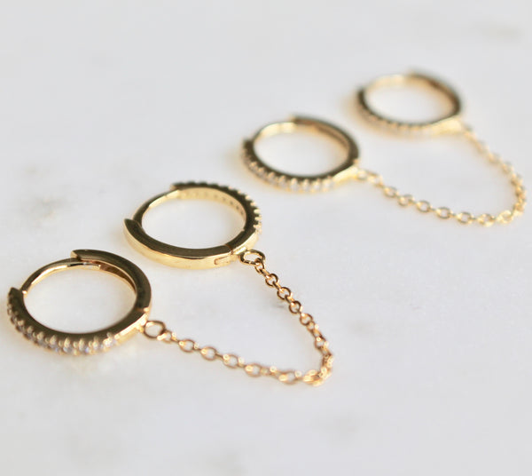 Double hoop chained earrings