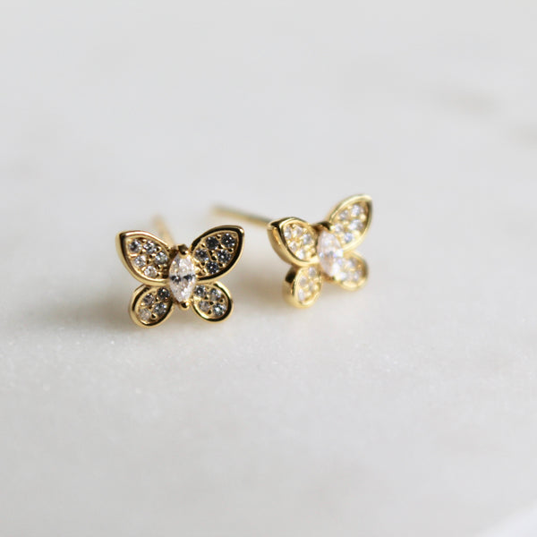 Mini butterfly stud earrings