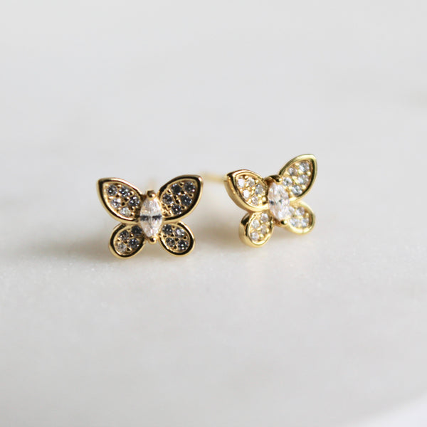Mini butterfly stud earrings