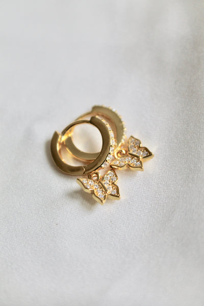 Mini butterfly huggie earrings