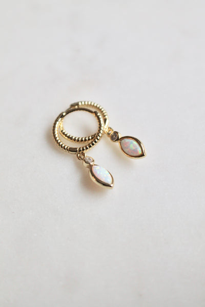 Dangle opal huggie earrings