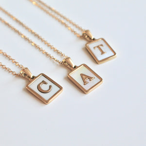 Initial mother of pearl necklaces