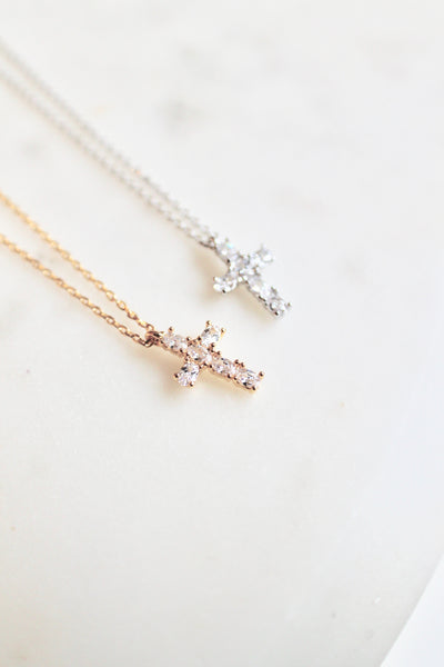 CZ Cross dainty necklace - Lily Lough 