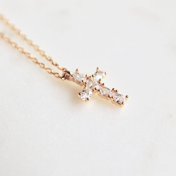 CZ Cross dainty necklace - Lily Lough 