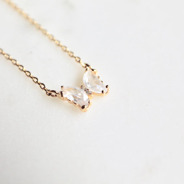 Crystal butterfly dainty necklace