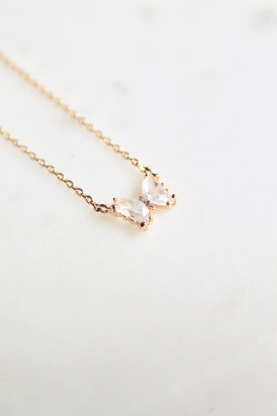 Crystal butterfly dainty necklace