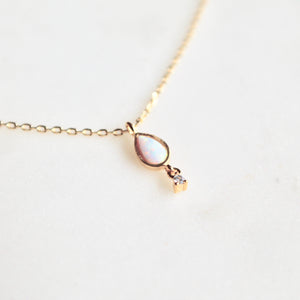 Opal drop dainty necklace