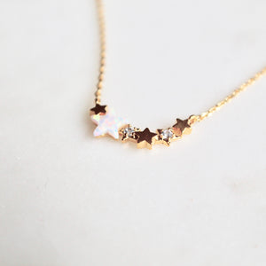 Opal star dainty necklace