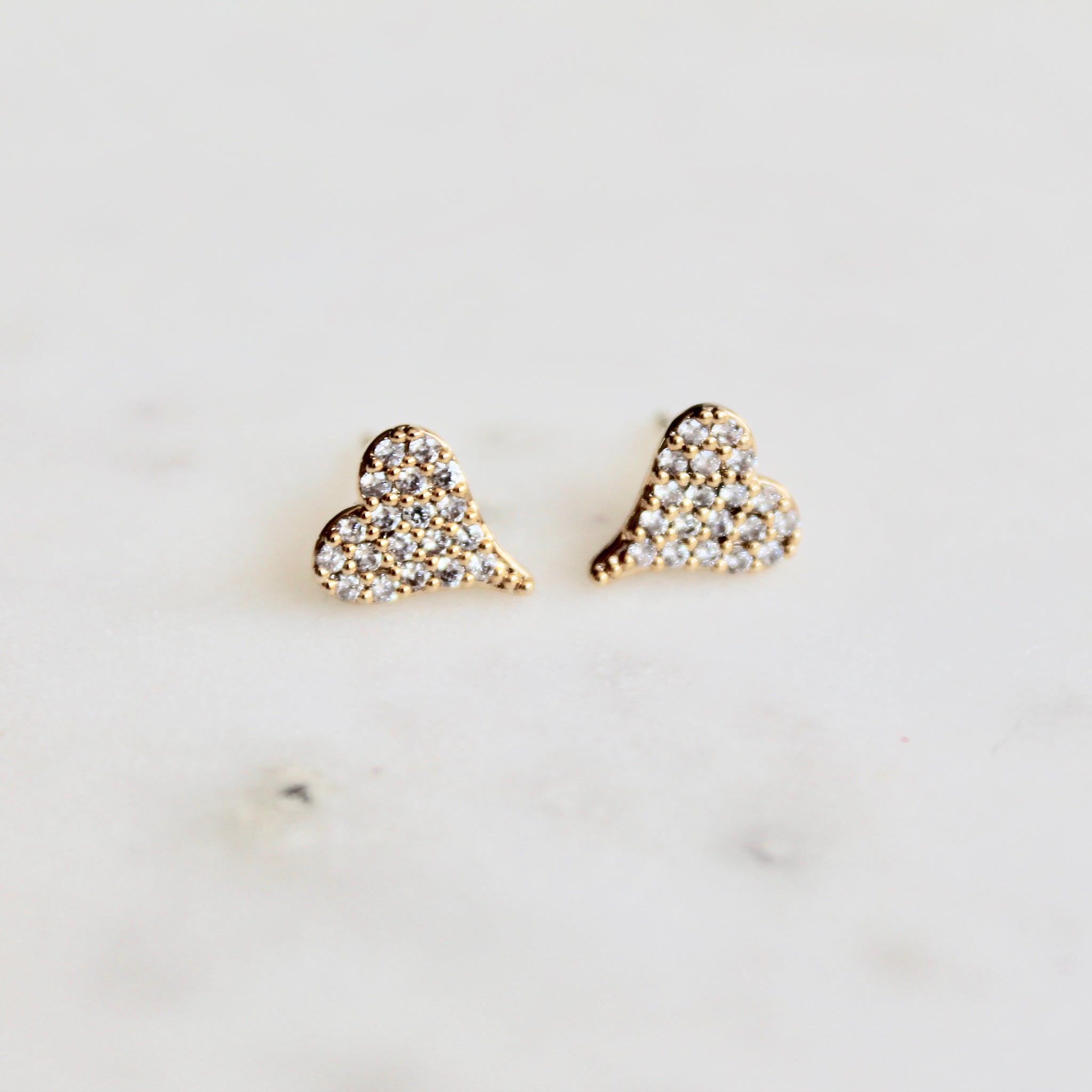 CZ heart stud earrings - Lily Lough Jewelry