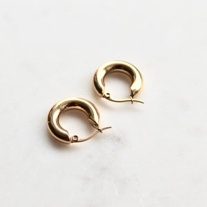Shiny gold little hoops earrings - Lily Lough Jewelry