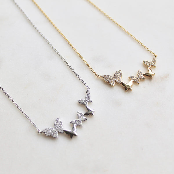 Butterflies sterling silver necklace - Lily Lough Jewelry