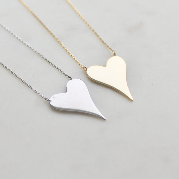Large size heart sterling silver necklace - Lily Lough Jewelry