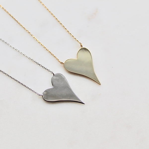 Large size heart sterling silver necklace - Lily Lough Jewelry