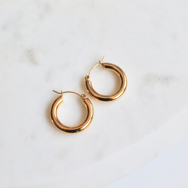Thin golden hoops - Lily Lough Jewelry