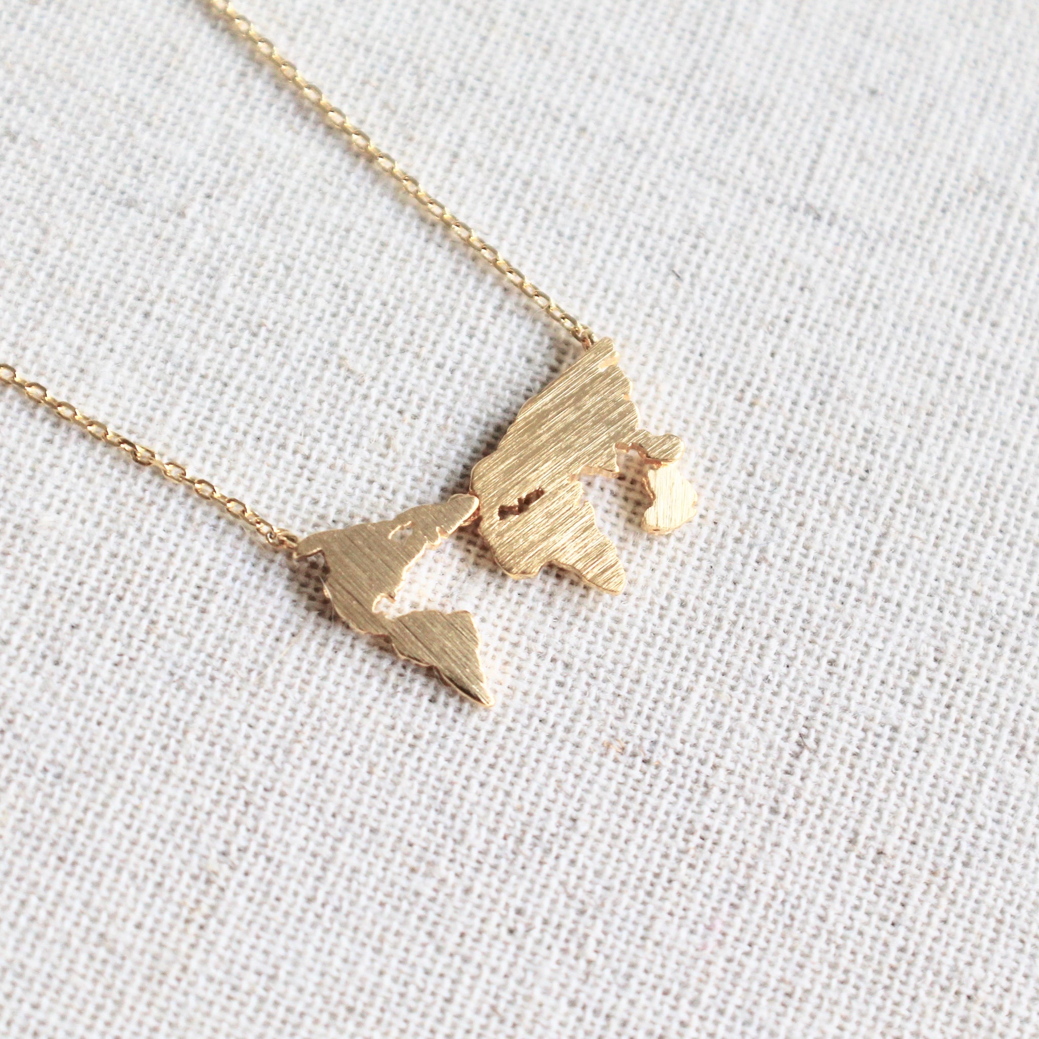 World map necklace - Lily Lough Jewelry