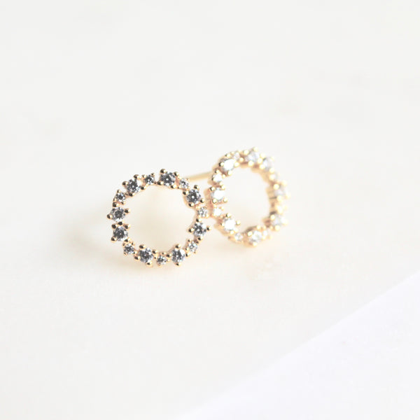 CZ open circle stud earrings - Lily Lough Jewelry