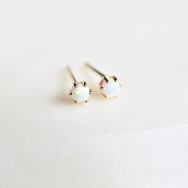 Tiny opal stones studs - Lily Lough Jewelry