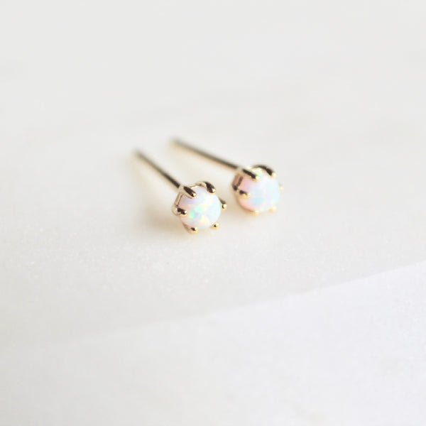 Tiny opal stones studs - Lily Lough Jewelry