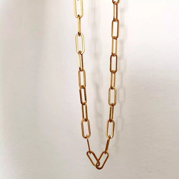 Paper clip gold plated stainless steel necklace - Lily Lough Jewelry