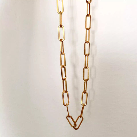 Paper clip gold plated stainless steel necklace - Lily Lough Jewelry