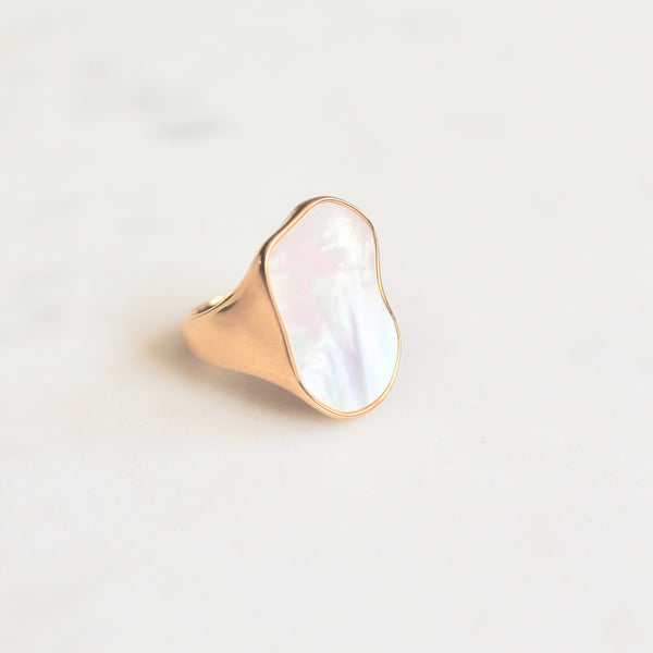 Mother of pearl signet ring - Lily Lough Jewelry