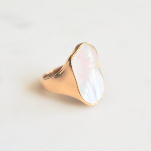 Mother of pearl signet ring - Lily Lough Jewelry