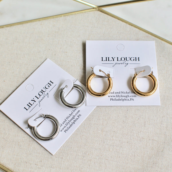 Thin golden hoops - Lily Lough Jewelry