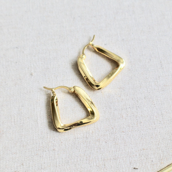 Geometric gold hoop earrings - Lily Lough Jewelry