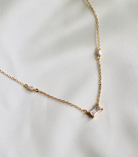 Emerald cut cz stone necklace - Lily Lough Jewelry
