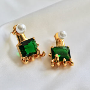 Green gold convertible earrings