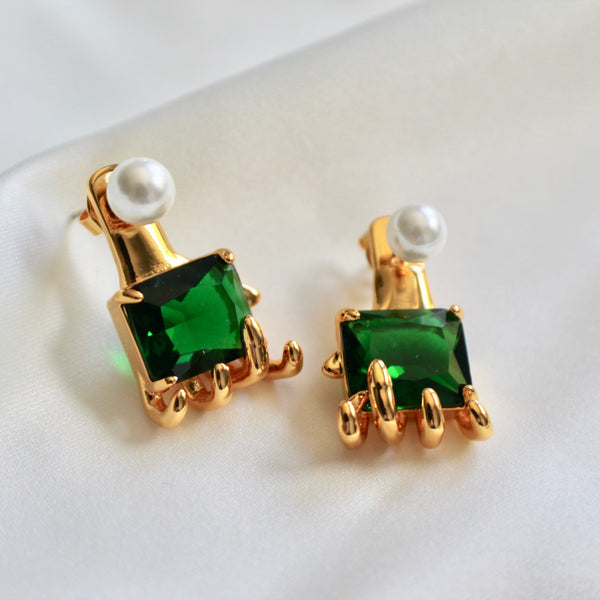 Green gold convertible earrings