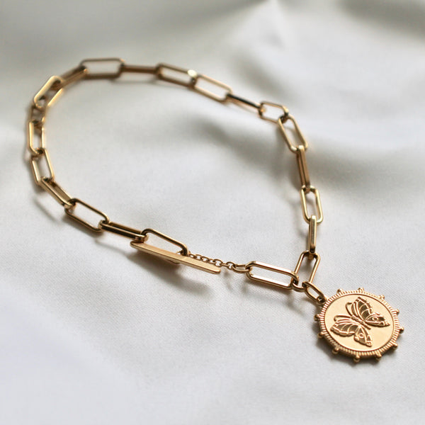 Butterfly coin bracelet