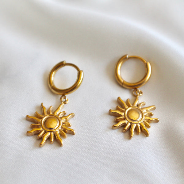 Sun gold huggies earrings